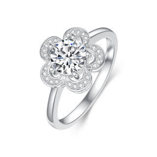 10K White Gold Round Shaped Moissanite Wedding Ring-20