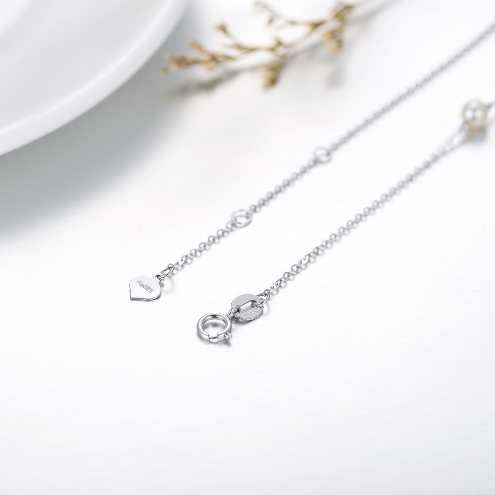 18K White Gold Circular Shaped Pearl Infinite Symbol Charm Bracelet-5