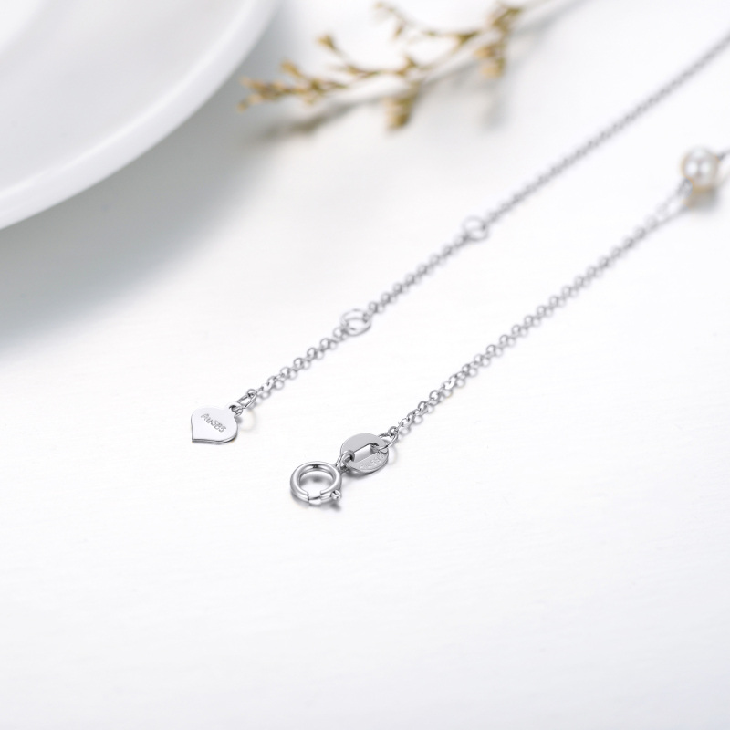 سوار من الذهب الأبيض عيار 10 قيراطًا مزين برمز لانهائي على شكل لؤلؤة دائرية-5