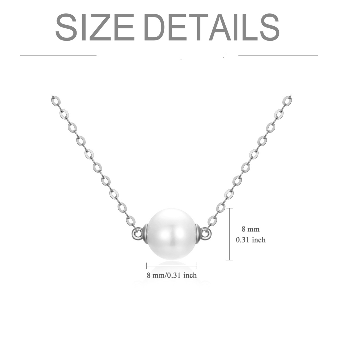 18K White Gold Circular Shaped Pearl Pendant Necklace-4