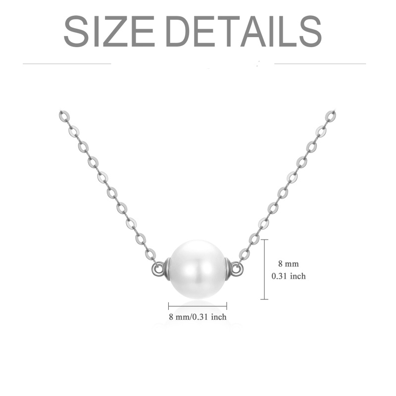 Collar con colgante de perla redonda de platino chapado en oro blanco-4