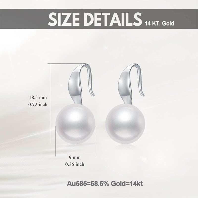 Pendientes colgantes redondos con perlas circulares de oro blanco de 18 quilates-4