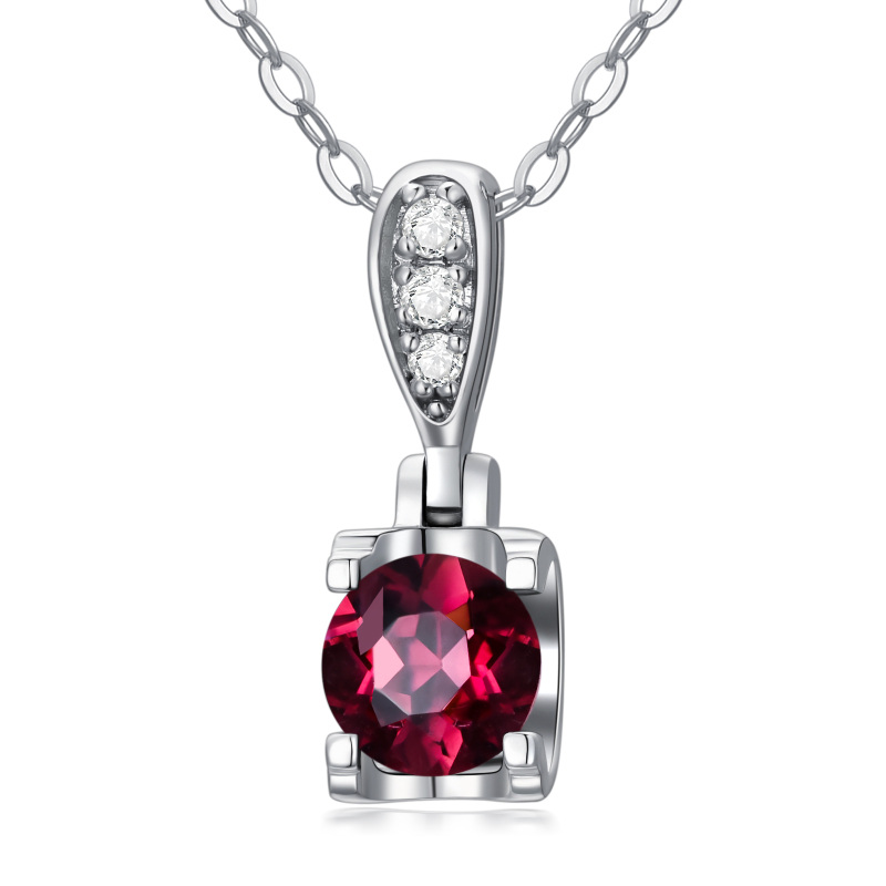 10K witgouden cirkelvormige cubic zirkonia ronde hanger ketting-1