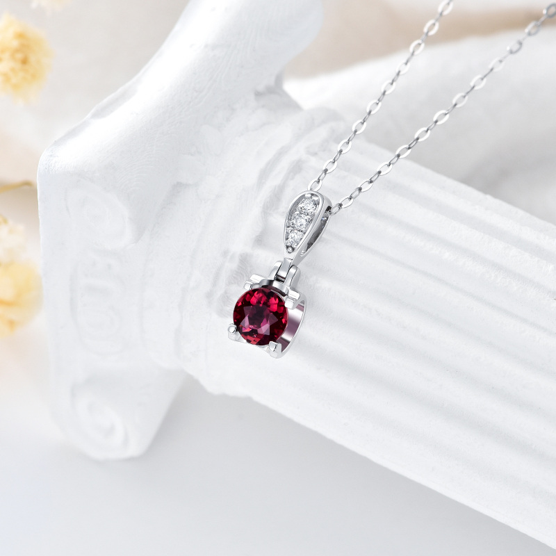 10K roségouden ronde geslepen kubieke zirkonia ronde hanger ketting-3