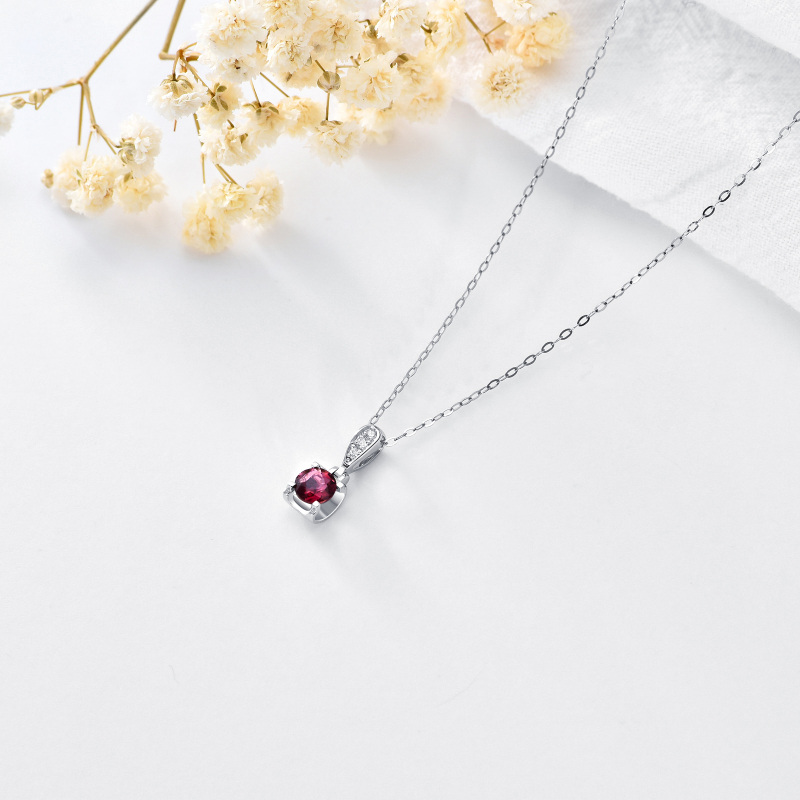 10K roségouden ronde geslepen kubieke zirkonia ronde hanger ketting-4