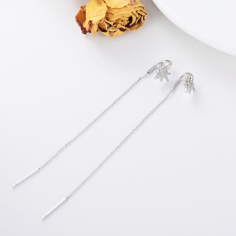 Kolczyki z okrągłymi cyrkoniami sześciennymi w kształcie gwiazdek wykonane z 18-karatowego różowego złota-4