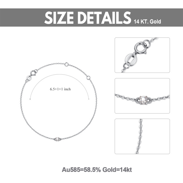 14K White Gold Circular Cubic Zirconia Thin Cable Chain Bracelet-5