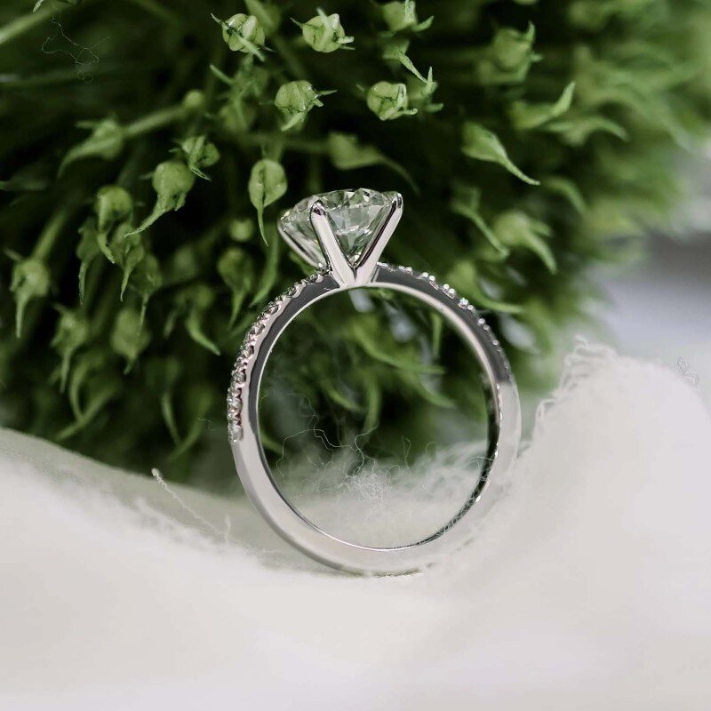 10K White Gold Round Cubic Zirconia Wedding Ring-5
