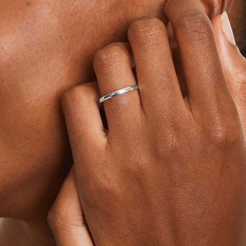 Obrączka ślubna z białego złota 10K Contour 2 mm-2