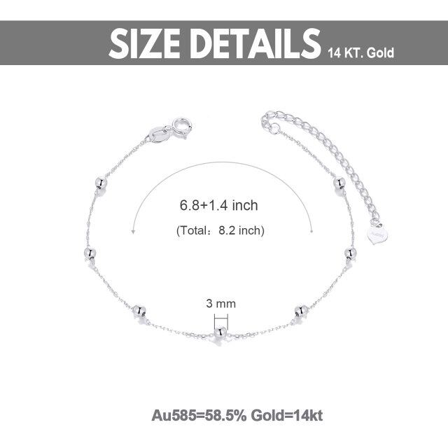 Pulseira de corrente de estação com contas de casal em ouro branco de 14K-6