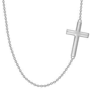 14K White Gold Cross Metal Choker Necklace-21