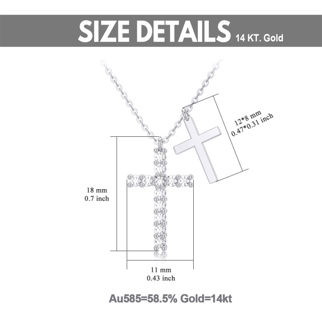 14K White Gold Cubic Zirconia Cross Pendant Necklace-6