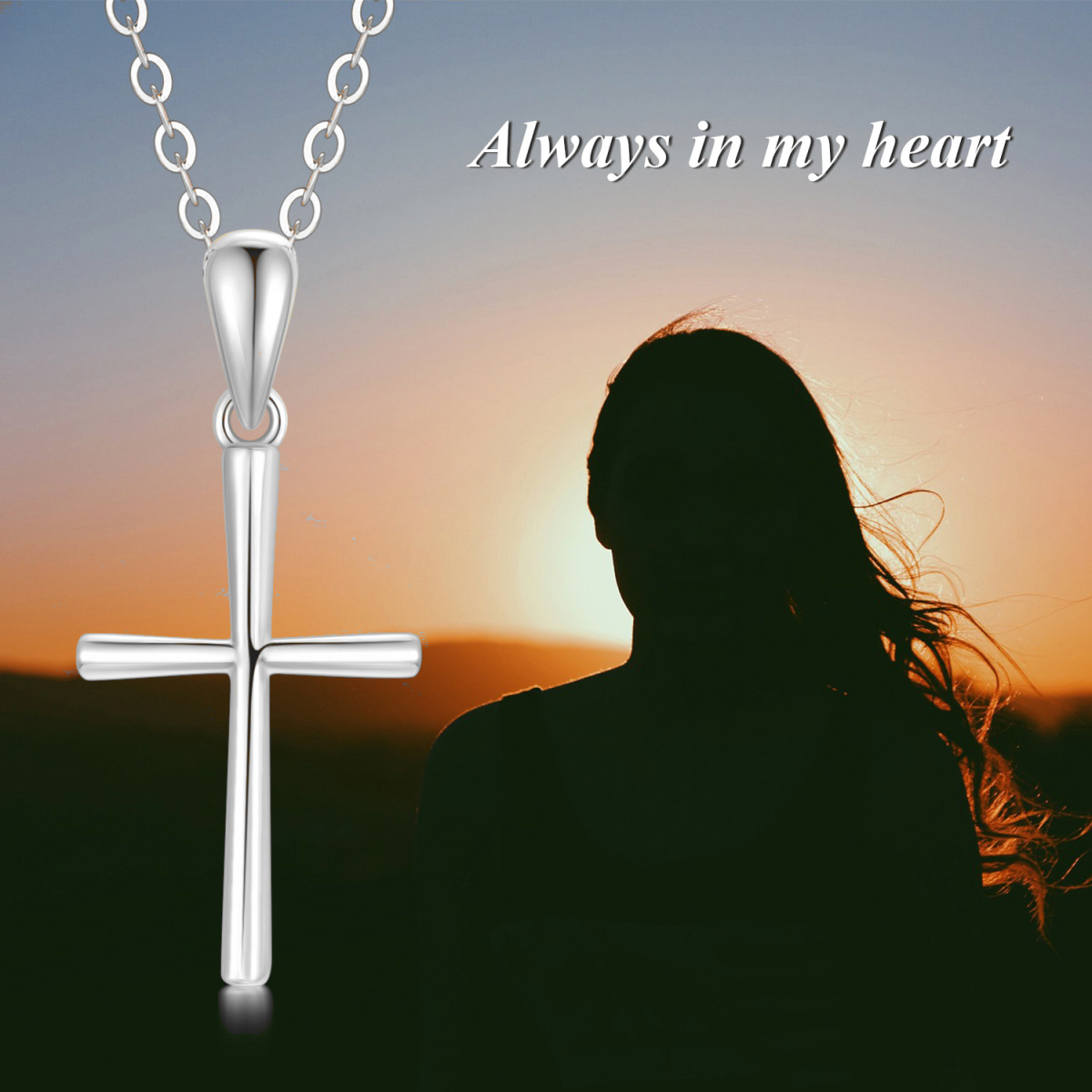 14K White Gold Cross Pendant Necklace-5