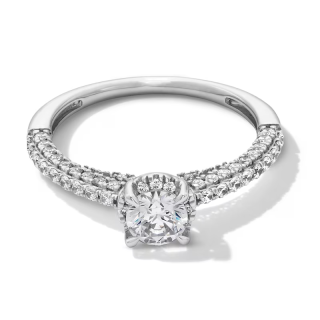 10K White Gold 1 CT Circular Shaped Diamond Frame Engagement Ring-36