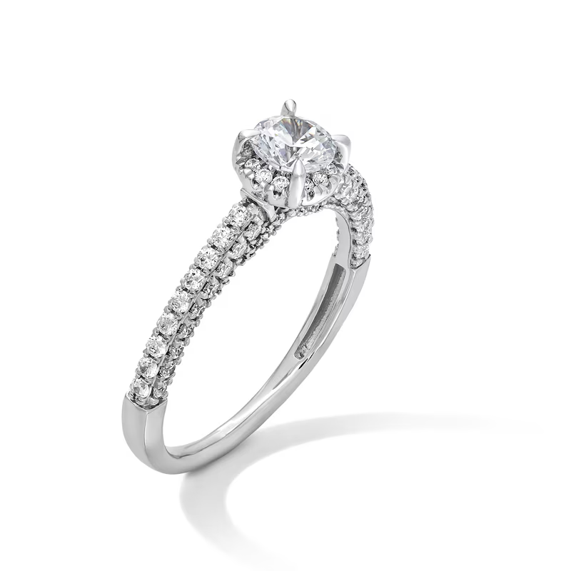 14K White Gold 1 CT Circular Shaped Diamond Frame Engagement Ring-3