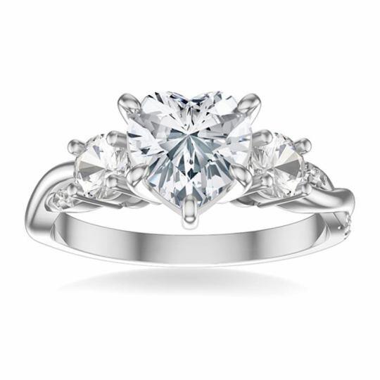 10K White Gold 1 CT Heart Cut Moissanite Engagement Ring