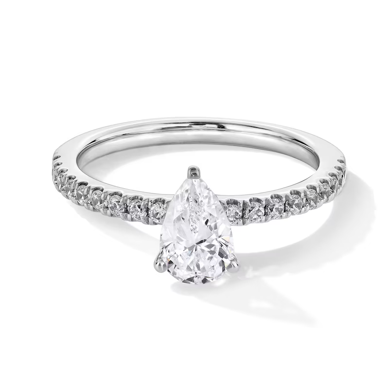 Platinum 1 to 3.5 CT.T.W. Pear Cut Lab Created Diamond Custom Engagement Ring 3EX IGI Certified-1