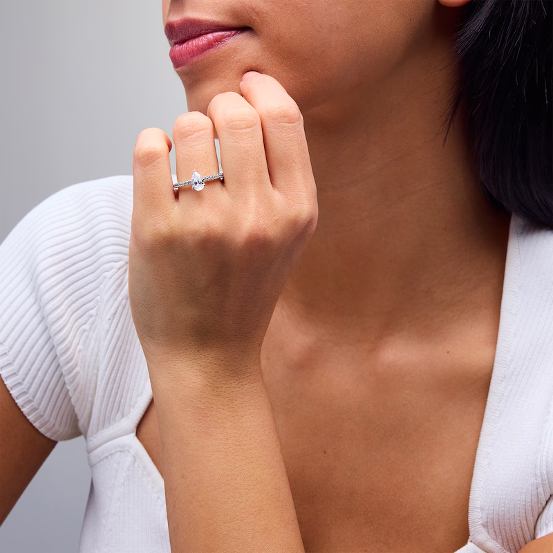 Anillo de compromiso personalizado de oro rosa de 10 quilates con diamantes de talla pera, creado en laboratorio, de 1 a 3,5 quilates de peso total, con certificación IGI 3EX.-2