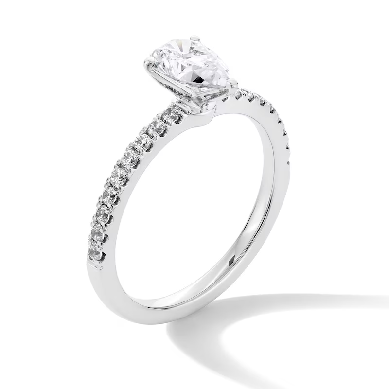 Anillo de compromiso personalizado de oro rosa de 10 quilates con diamantes de talla pera, creado en laboratorio, de 1 a 3,5 quilates de peso total, con certificación IGI 3EX.-3