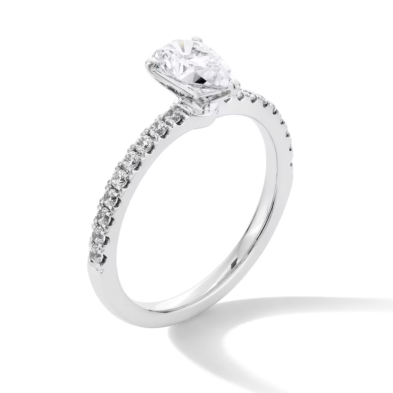 10K White Gold 1 CT Lab Created Diamond Personalized Engraving & Couple Engagement Ring-3