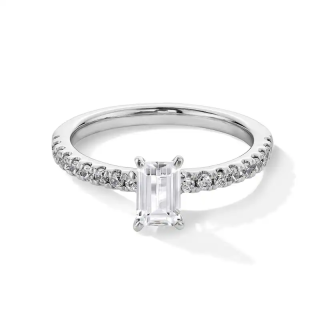 14K White Gold 1 CT Lab Created Diamond Personalized Engraving & Couple Engagement Ring-39