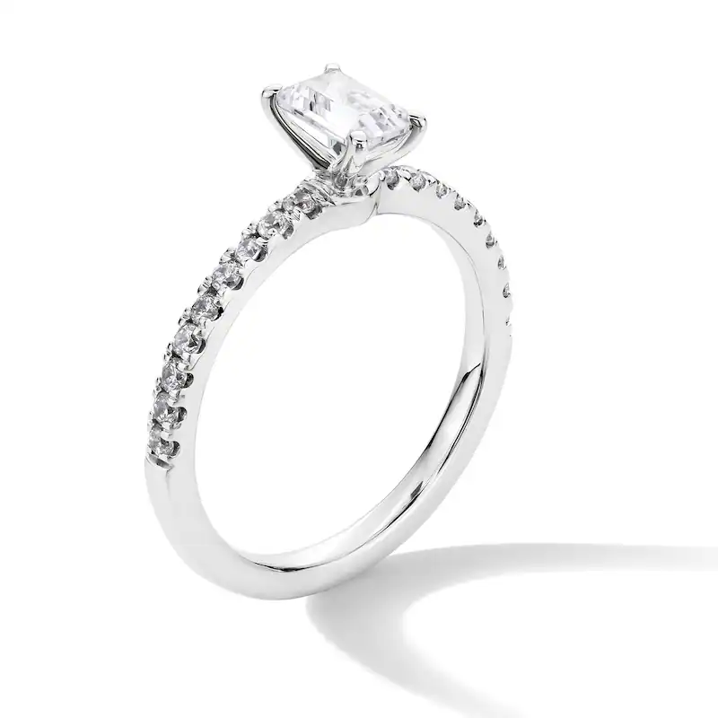 14K White Gold 1 CT Lab Created Diamond Personalized Engraving & Couple Engagement Ring-3