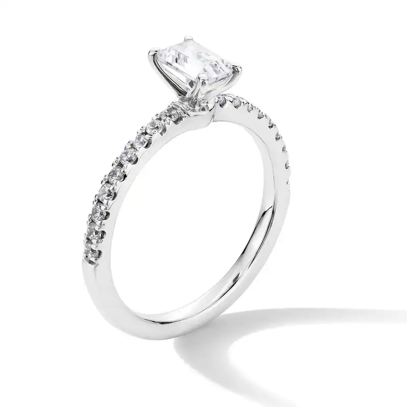 10K White Gold 0.75 to 3.25 CT.T.W. Emerald Cut Lab Created Diamond Engagement Ring VVS1-VS1 Clarity 3EX IGI Certified-3