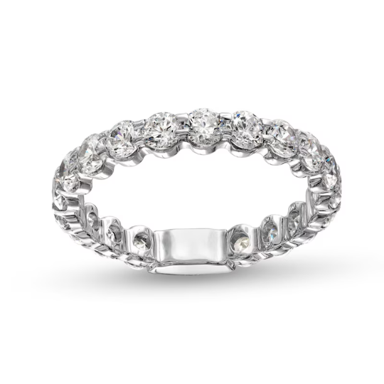 14K White Gold Circular Shaped Lab Created Diamond Custom Couple Stackable Ring F Color VS2 Clarity 3EX IGI Certified