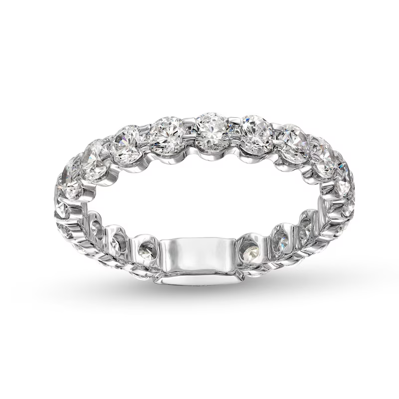10K White Gold Round Shaped Lab Created Diamond Custom Couple Stackable Ring F Color VS2 Clarity 3EX IGI Certified-18