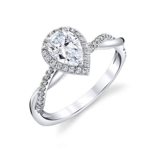 10K Weißgold 1 CT Birnen-Schliff Moissanit Verlobungsring