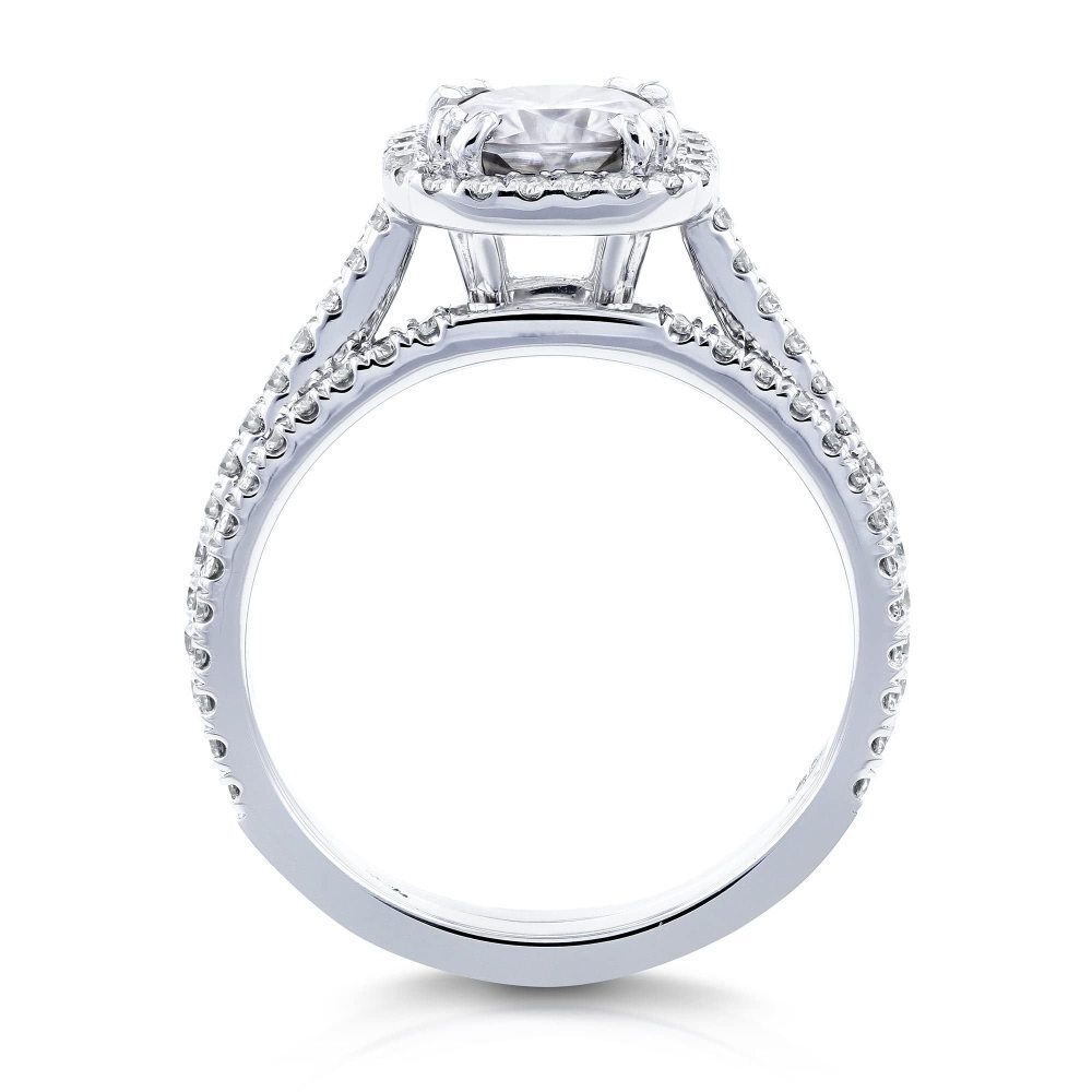 10K Białe Złoto 2 CT Princess Cut Moissanite Spersonalizowany Grawerowany Obrączka Ślubna-5