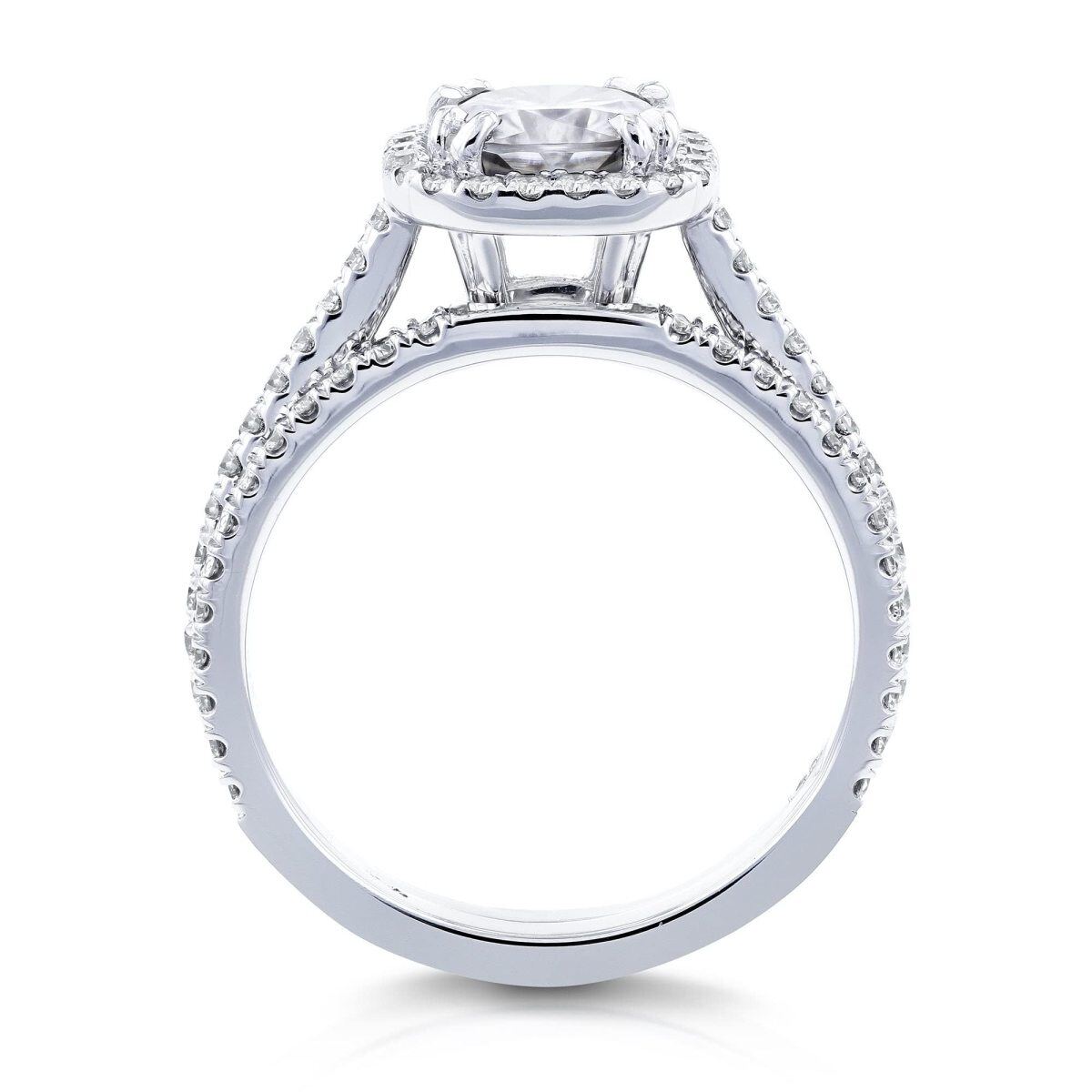 10K White Gold 2 CT Princess-square Moissanite Personalized Engraving Wedding Ring-5