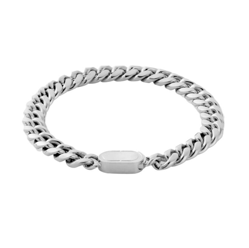 Cadena cubana de plata de ley para hombre, 8 mm-1