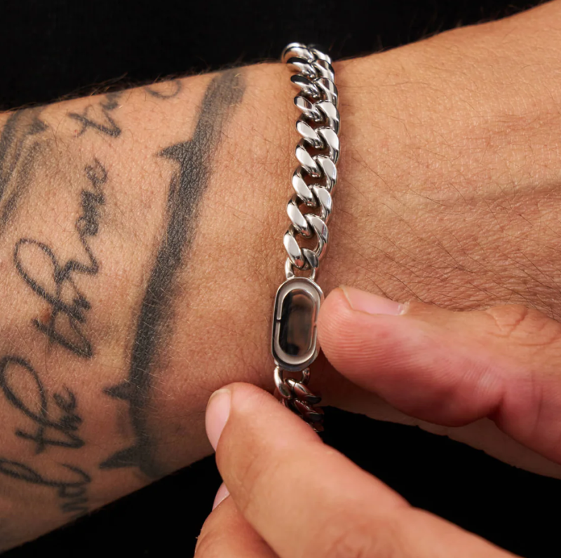 Cadena cubana de plata de ley para hombre, 8 mm-3