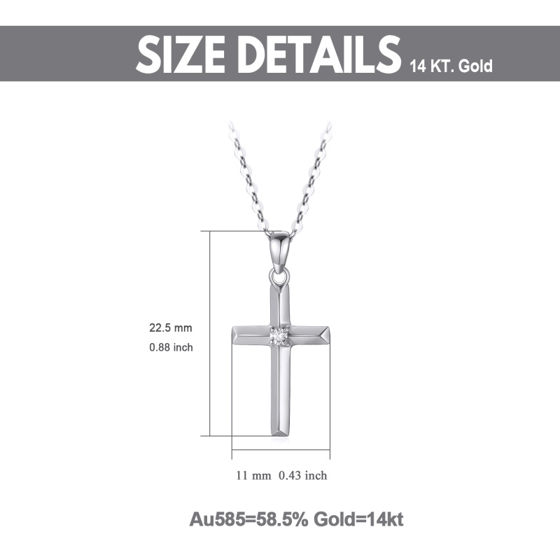 10K White Gold Diamond Cross Pendant Necklace-6