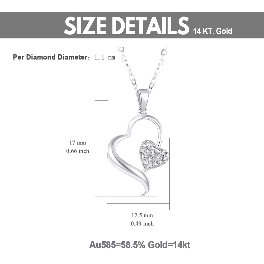 10K Gold Diamond Interlocking Hearts Pendant Necklace For Women-5