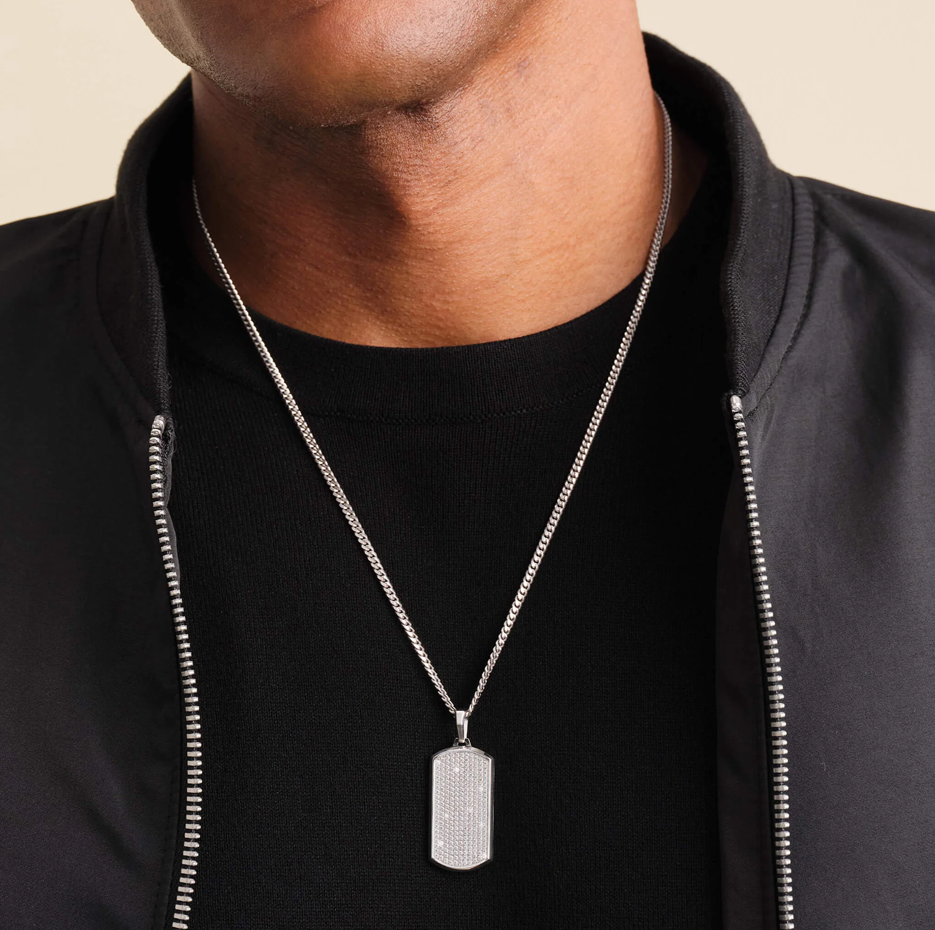 14K White Gold Diamond Iced Out Capitol Pendant-2