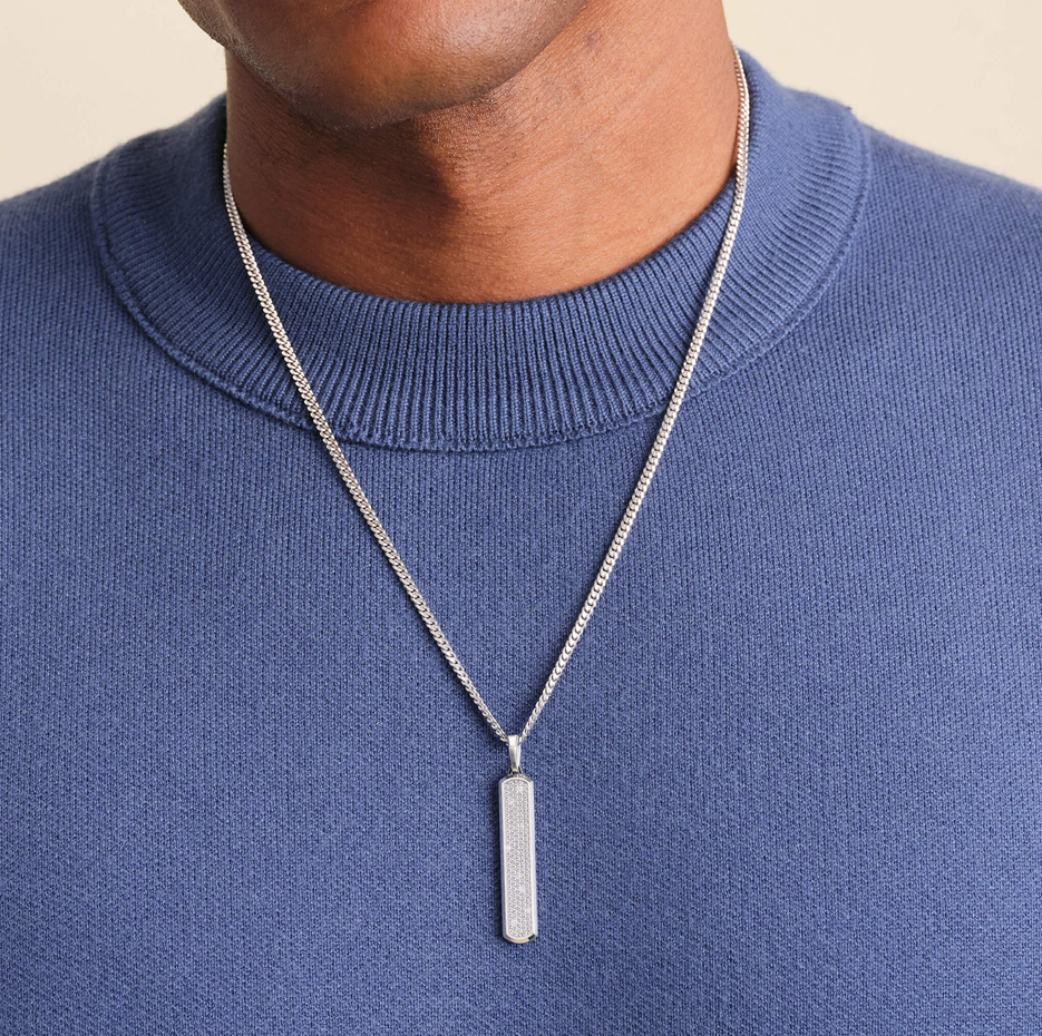 14K White Gold Diamond Iced Out Skyline Pendant-2