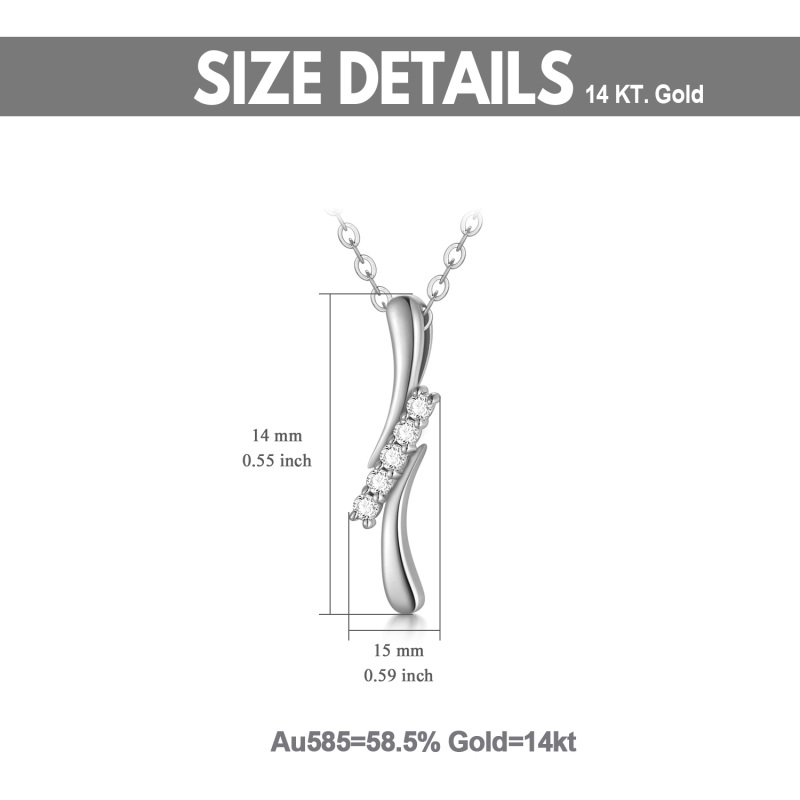 Collar de oro blanco de 10 quilates con diamante y forma de rayo para mujer-4