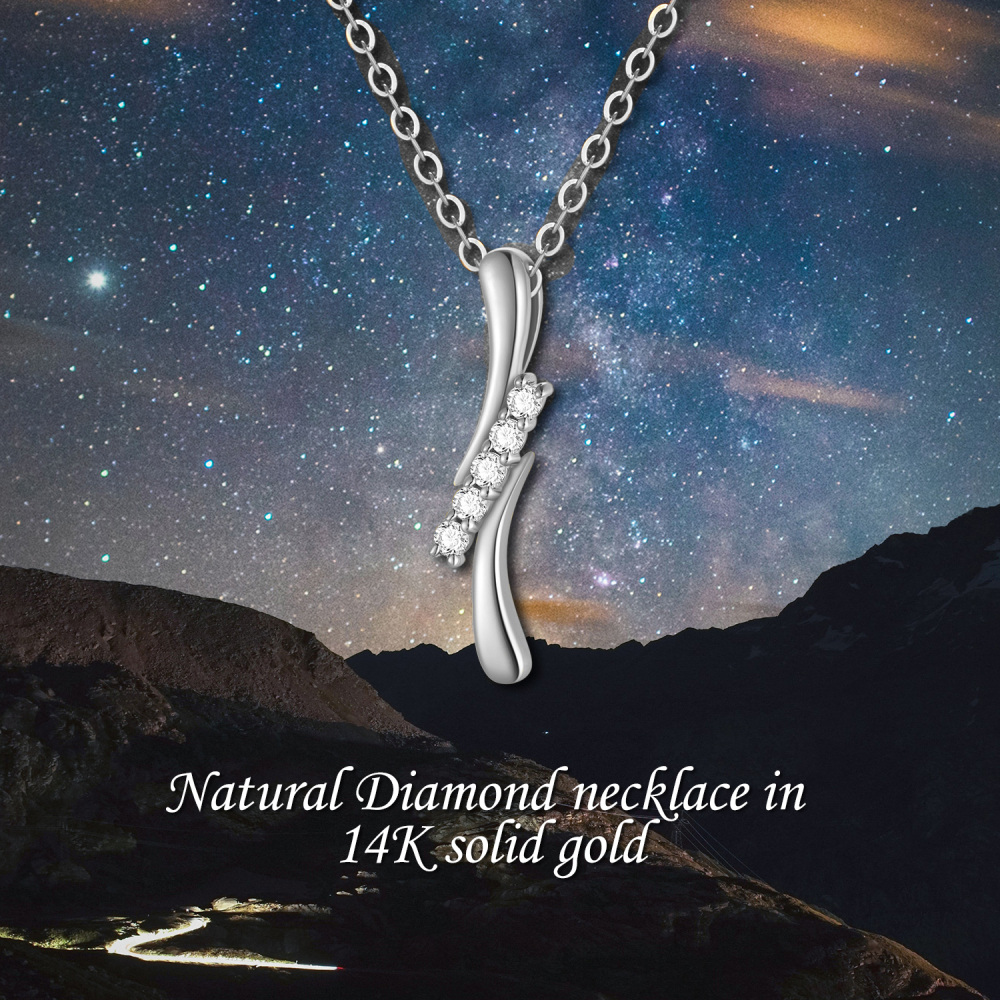 Collana con fulmine in oro bianco 10K e diamanti per donna-5