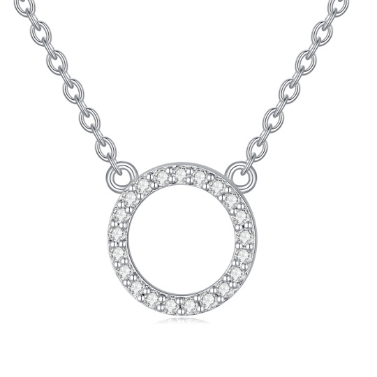 Sterling Silver Diamond Round Necklace for Women