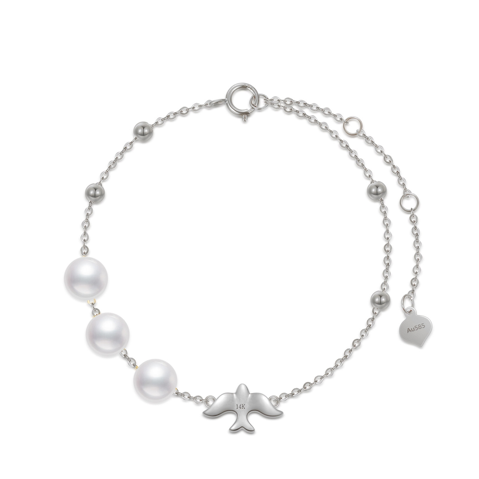 14K White Gold Dove… - image