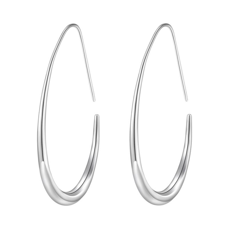 14K Black Rhodium Color Gold Drop Hoop Earrings for Women-1