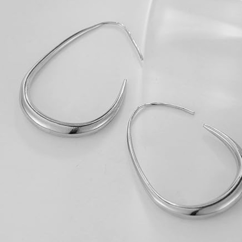 أقراط دائرية من الذهب الأبيض عيار 14 قيراطًا للنساء-3