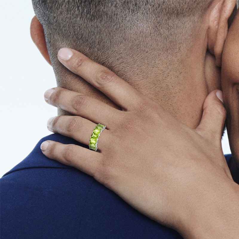 18K White Gold 0.7 CT. T.W. Emerald Cut Gemstone Seven Stone Custom Anniversary Band-2