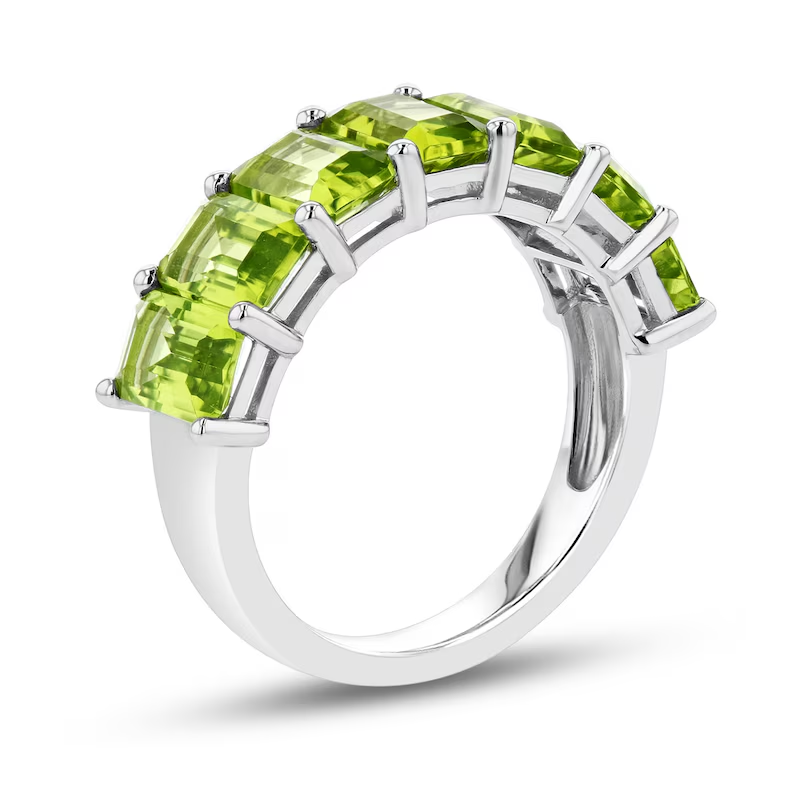 10K White Gold 0.7 CT. T.W. Emerald Cut Gemstone Seven Stone Custom Anniversary Band-3