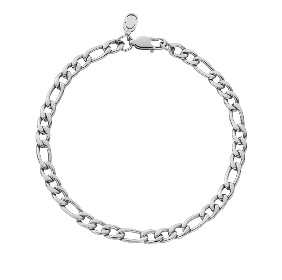Sterling Silver Figaro Link Bracelet for Men 5mm-1