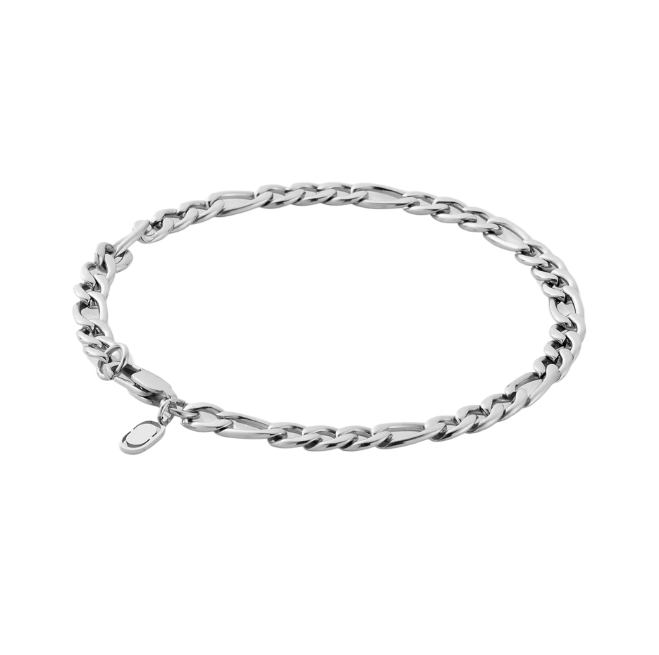 Sterling Silver Figaro Link Bracelet for Men 5mm-4