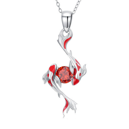 9K White Gold Cubic Zirconia Fish Pendant Necklace
