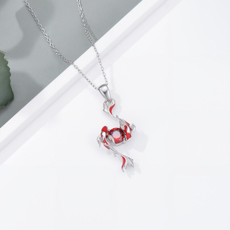 18K White Gold Cubic Zirconia Fish Pendant Necklace-4